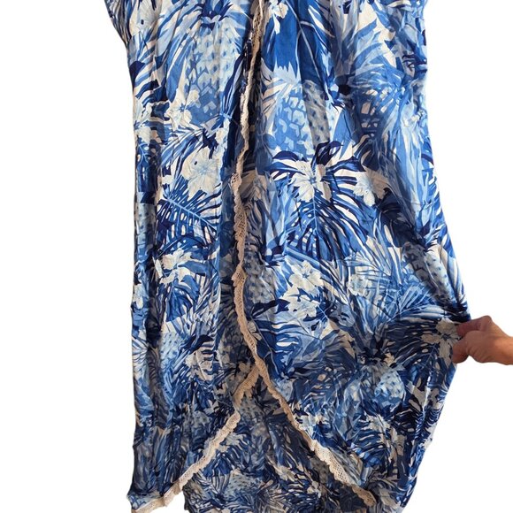 America & Beyond Dress Womens XL Blue White Floral Maxi Boho Wrap New Viscose - Picture 8 of 16
